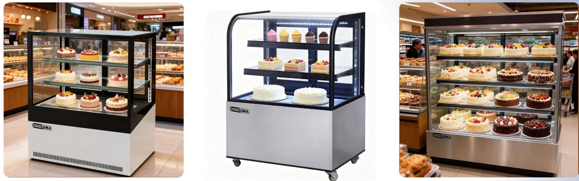 холодильник для торта с прямым углом 