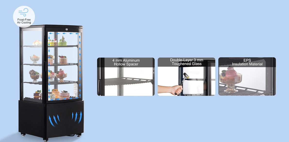 Vertical Cake Display Cabinet Air-Cooling Schematic