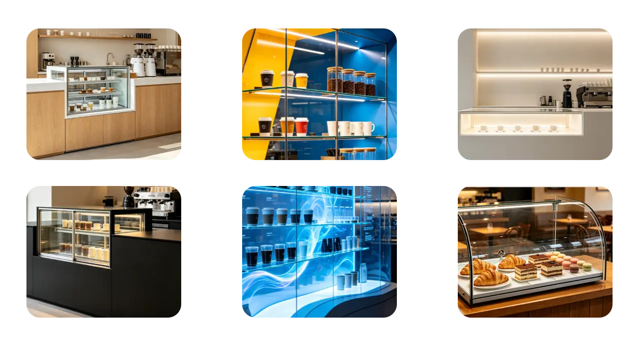 Coffee shop display cabinet scene