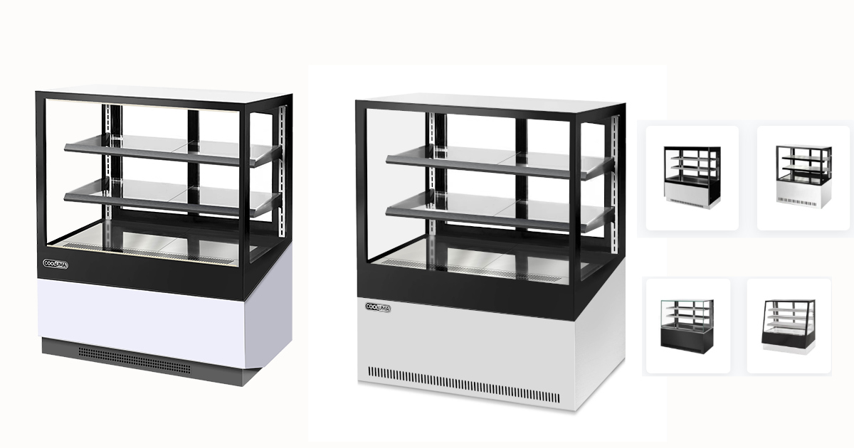 Right‑angle cake display cabinet