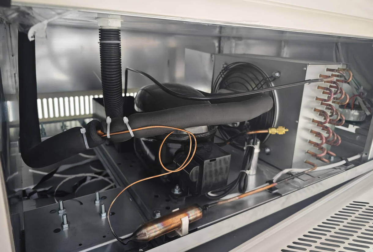 Internal structure of refrigerated cake display cabinet