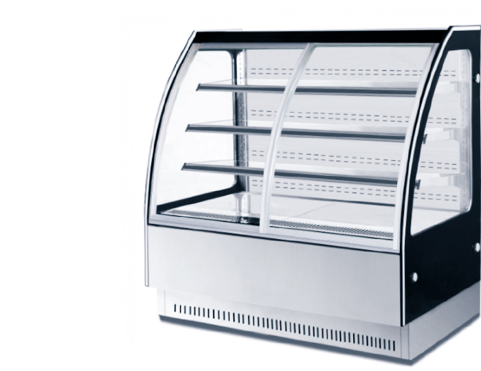 curved glass display cabinet