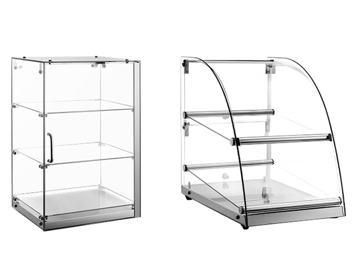 Upright double-glazed display cabinet