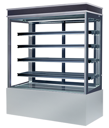 Right-angle display cabinet